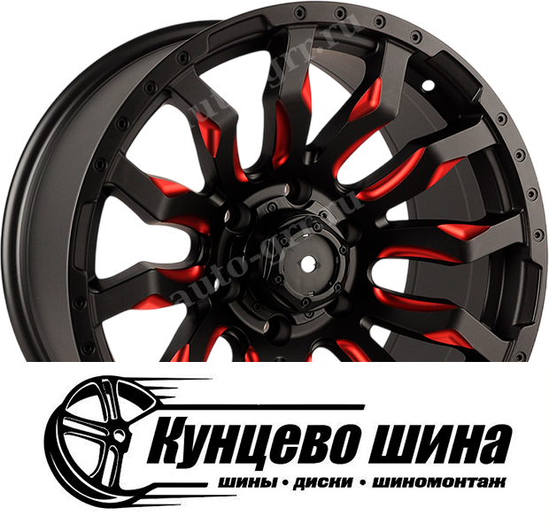 Matt black+rivets+milling spoke with red clear coating. Колесные диски Anzoo Autoparts JT124 