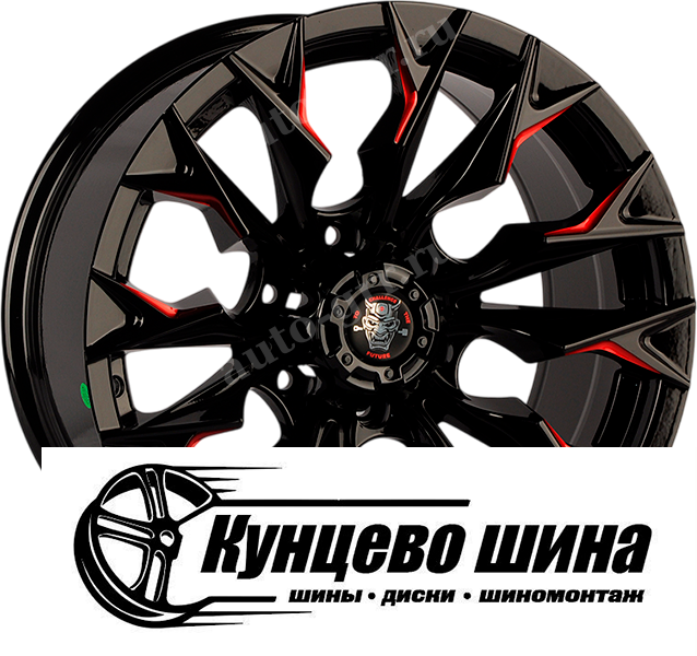 Gloss Black+Milling window+red coating. Колесные диски Anzoo Autoparts JT227 